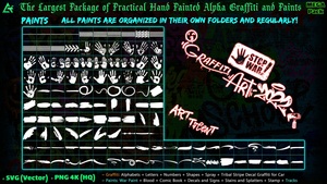 ArtStation - 1850 Hand Painted Alpha Graffiti, Paints / Decals (MEGA Pack) - Vol 12 (PNG, SVG)