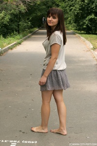 Permanent Link to City Feet – Anna G – 2012 11 11 Barefoot girl in a short skirt