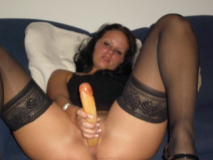 German Amateur Brunette shows her Naked Body plays with Sextoy and got Fucked nicely